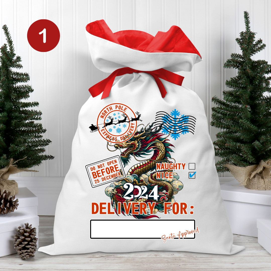 Personalized Dragon Santa Gift Sack