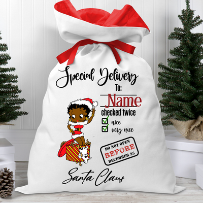 Personalized Santa Sack Betty with Santa Hat
