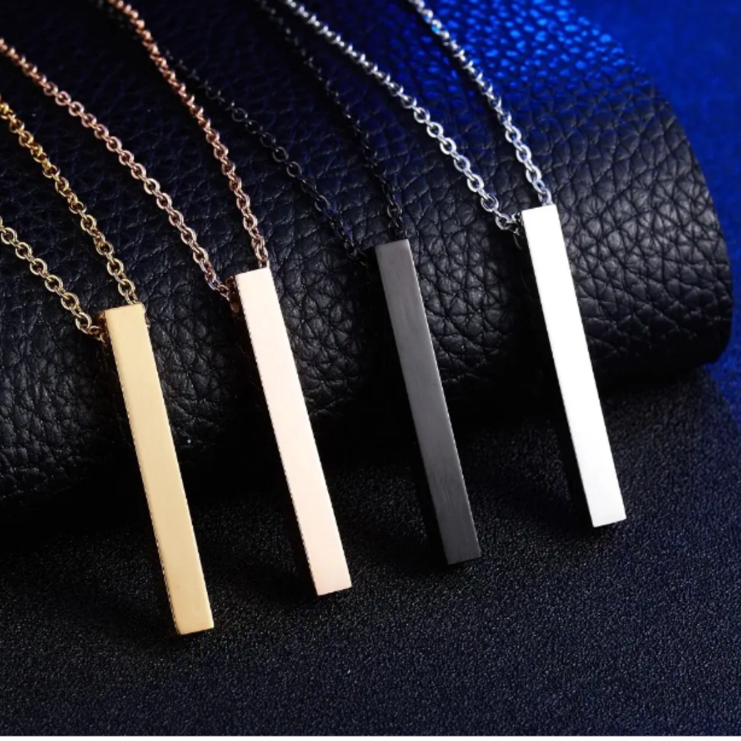Customizable Vertical Bar Pendant Necklace