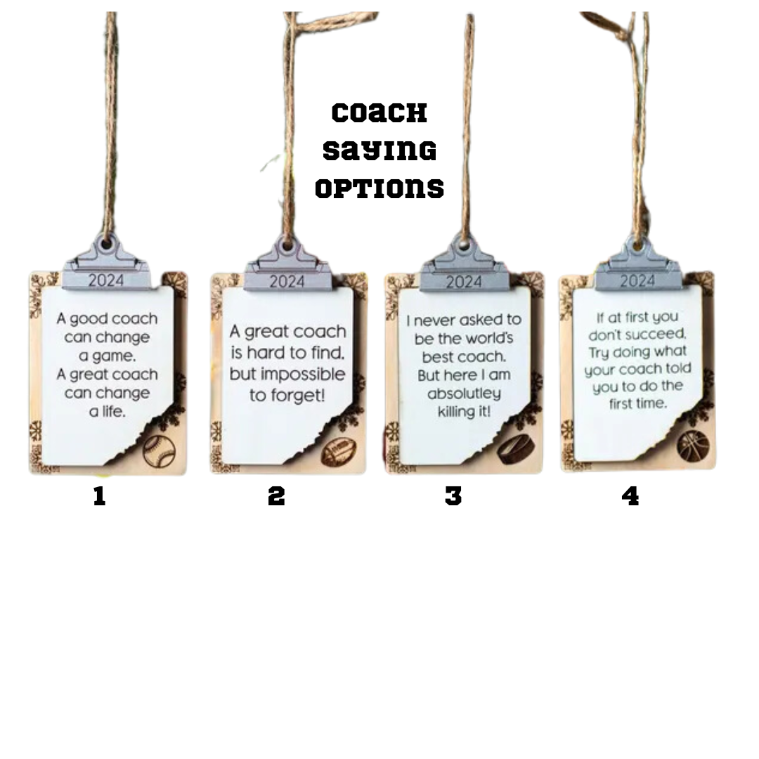 Coach Appreciation Ornaments or Car Charm
