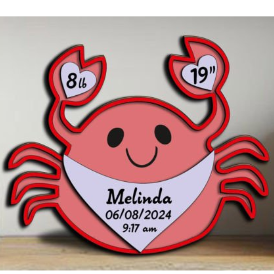 Personalized Crab Baby Birth Stats Sign