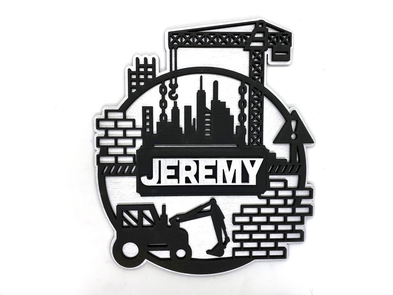 City Skyline Construction Site Personalized Wall Sign