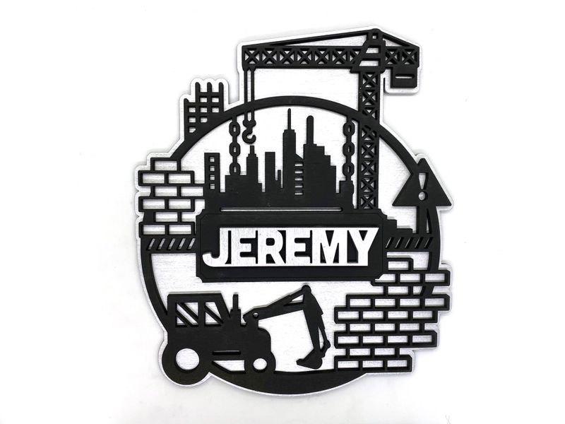 City Skyline Construction Site Personalized Wall Sign