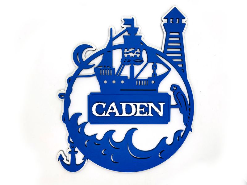 Nautical Pirate Ship Name Sign - Personalized Ocean Adventure Decor