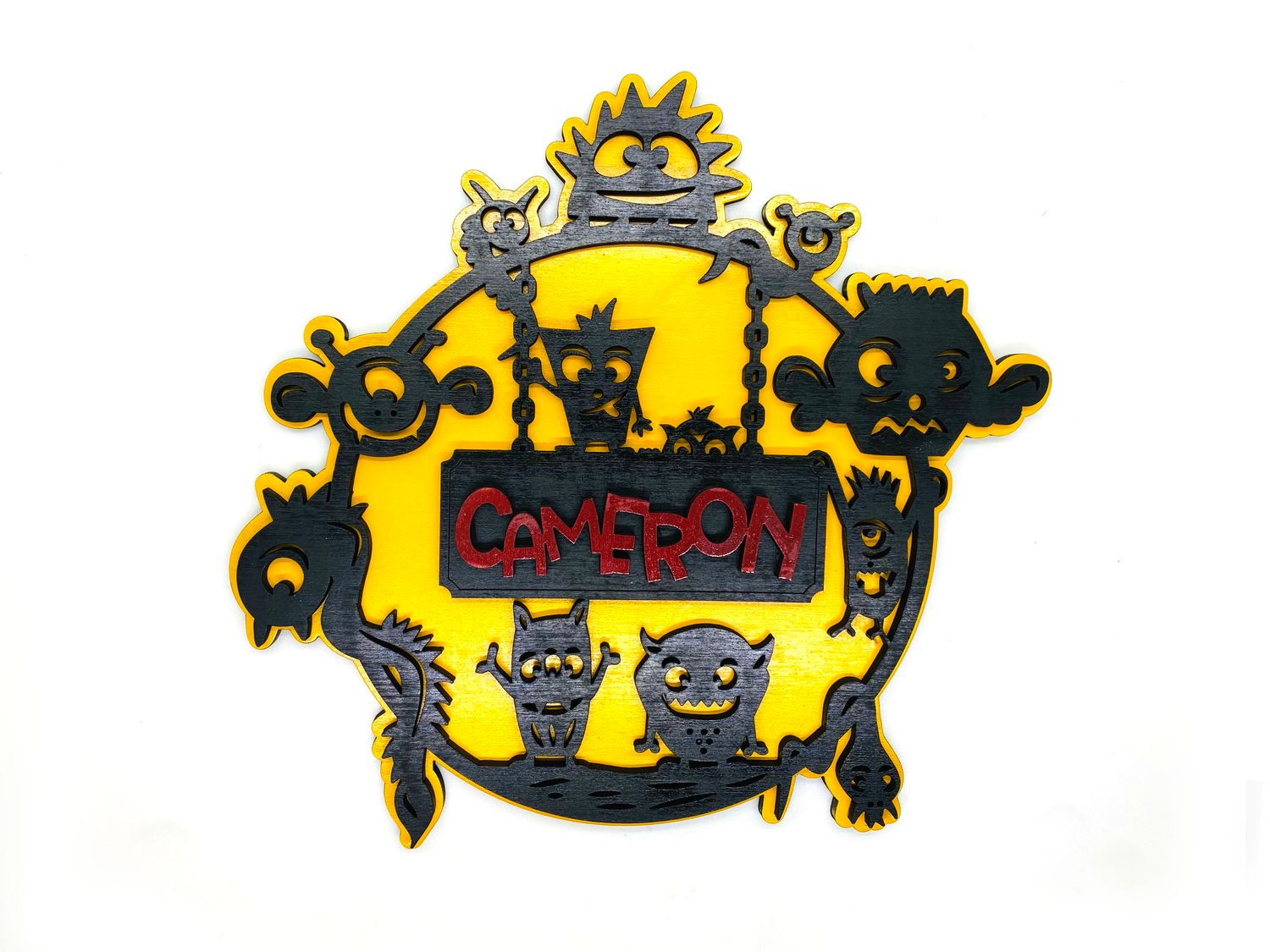 Personalized Monster-Themed Name Sign - Custom Kids Room Wall Decor