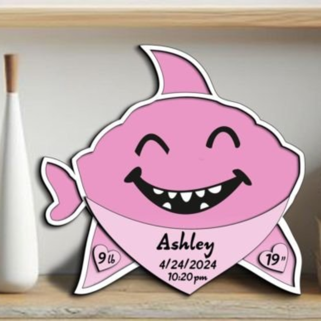 Personalized Shark Baby Birth Stats Sign