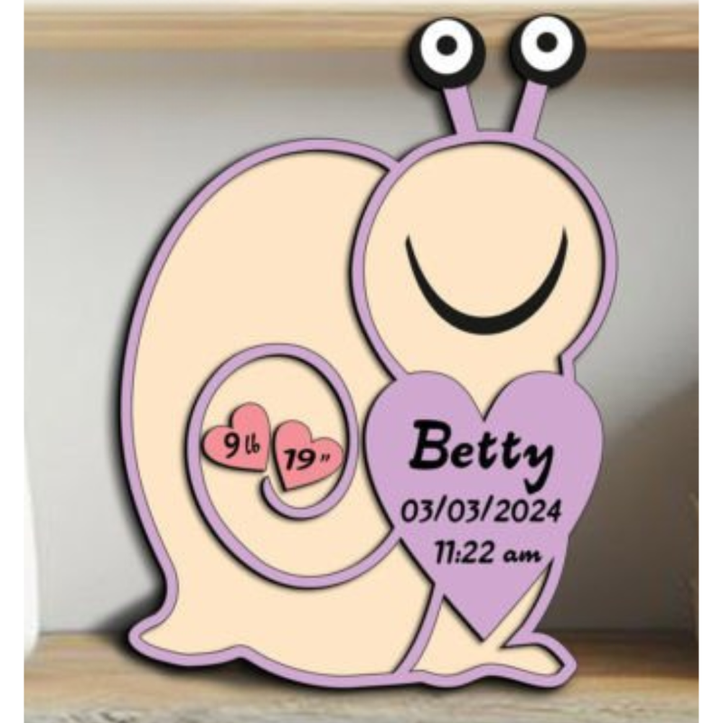 Personalized Snail Baby Birth Stats Sign