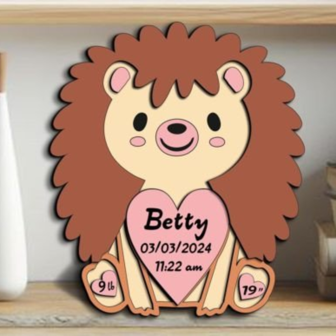 Personalized Hedgehog Baby Birth Stats Sign