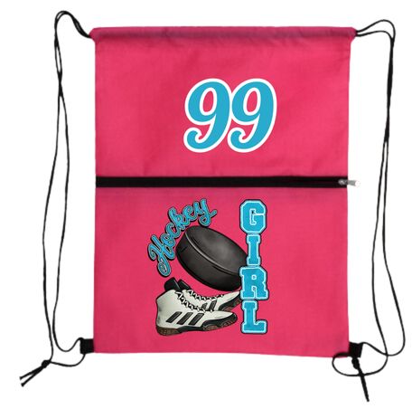 Hockey Girl Drawstring Bags and Canvas Cosmetic Bags