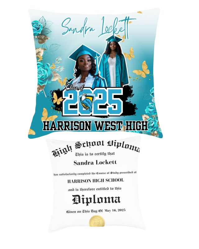 Graduation Pillow with Diploma Back - Butterfly
