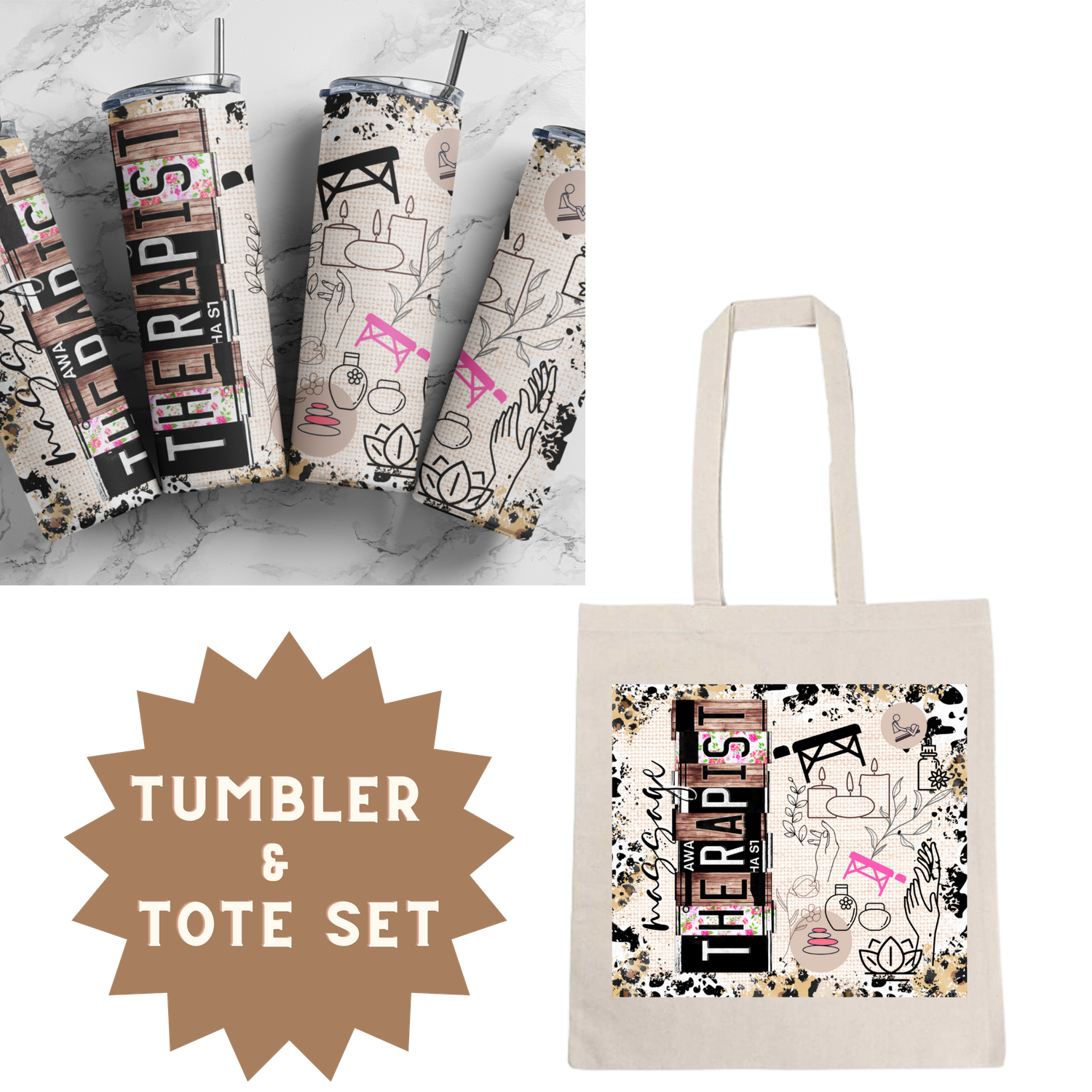 Massage Therapist Tumbler &amp; Tote Set
