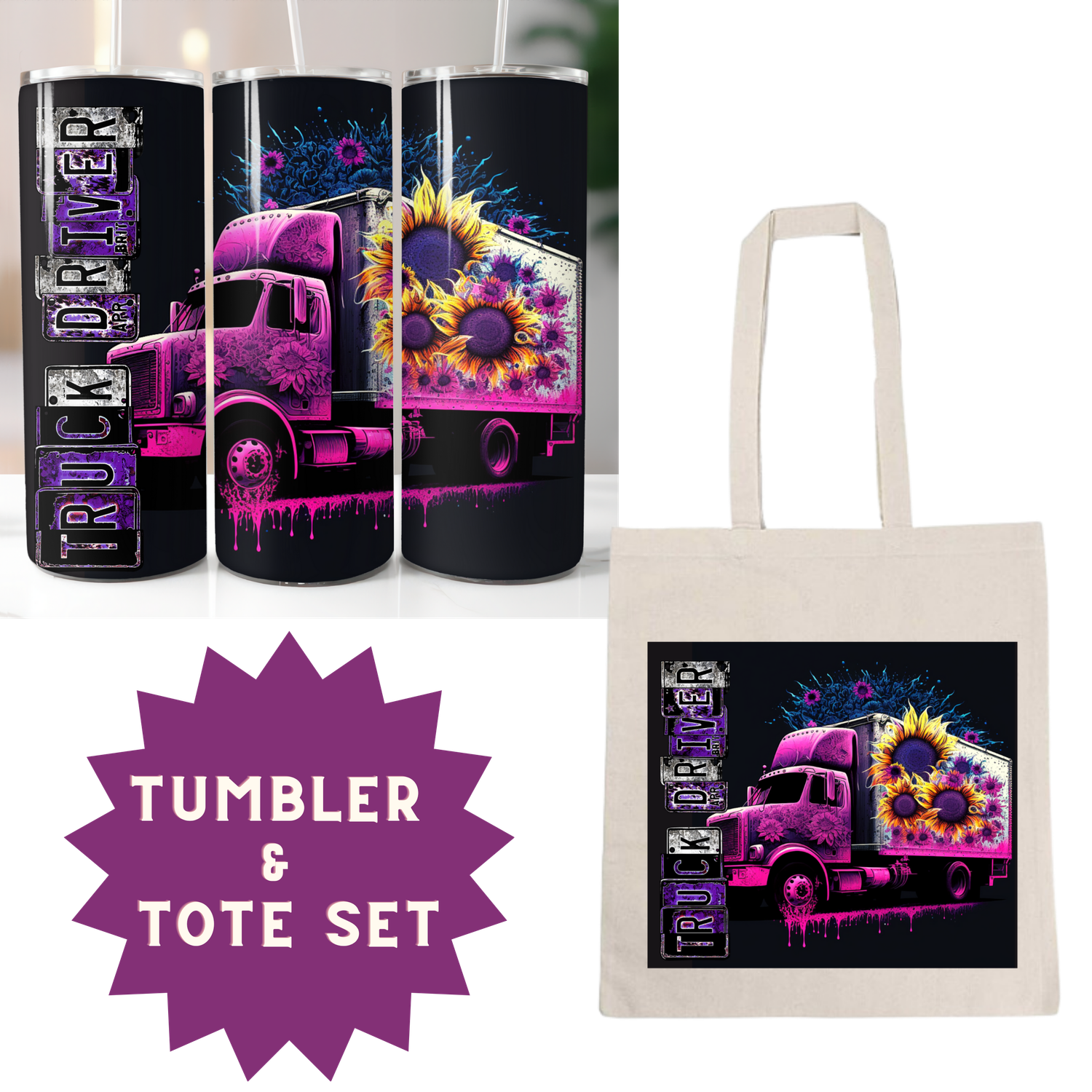 Truck Driver 2 Tumbler &amp; Tote Set