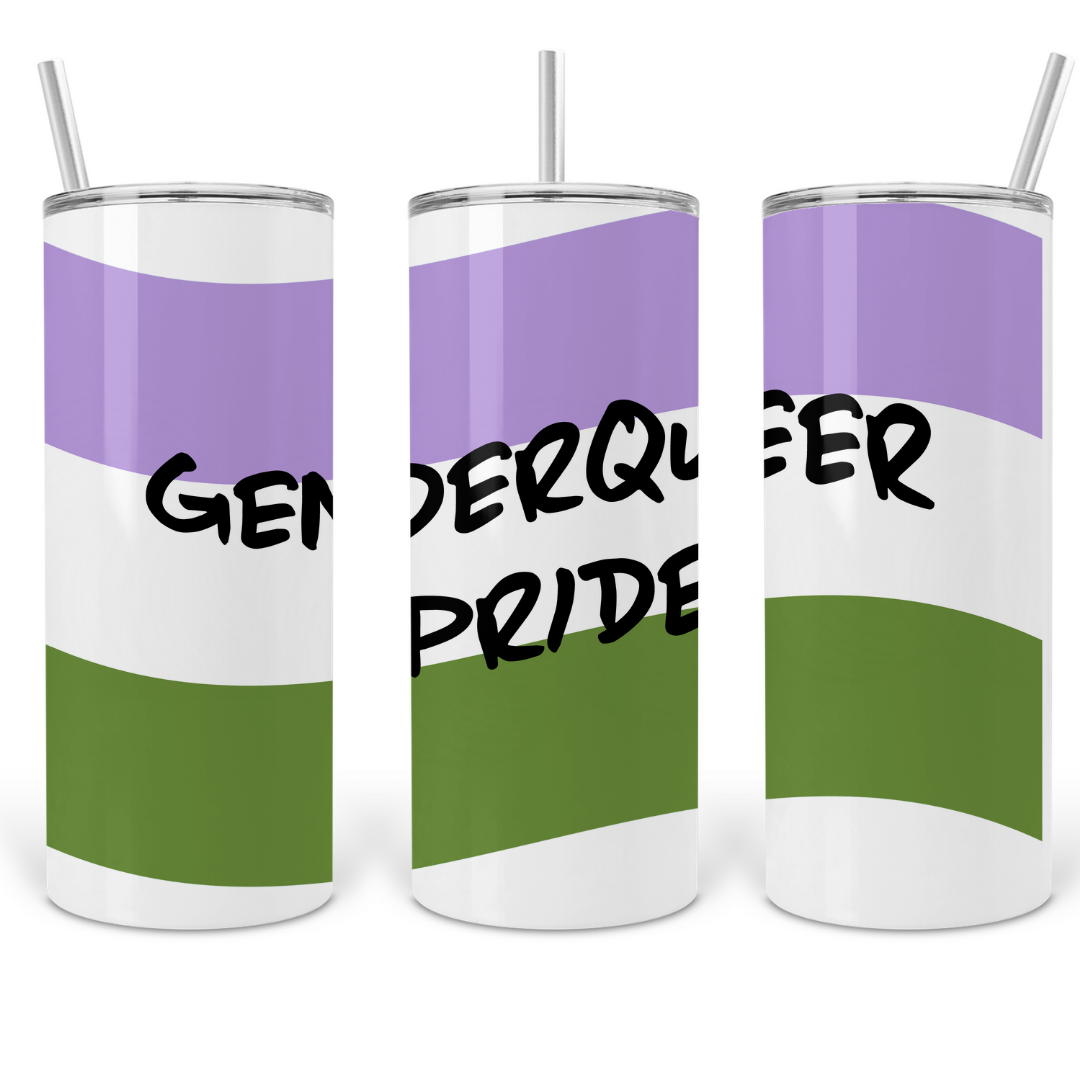 Genderqueer Pride 20oz Skinny Tumbler with Straw