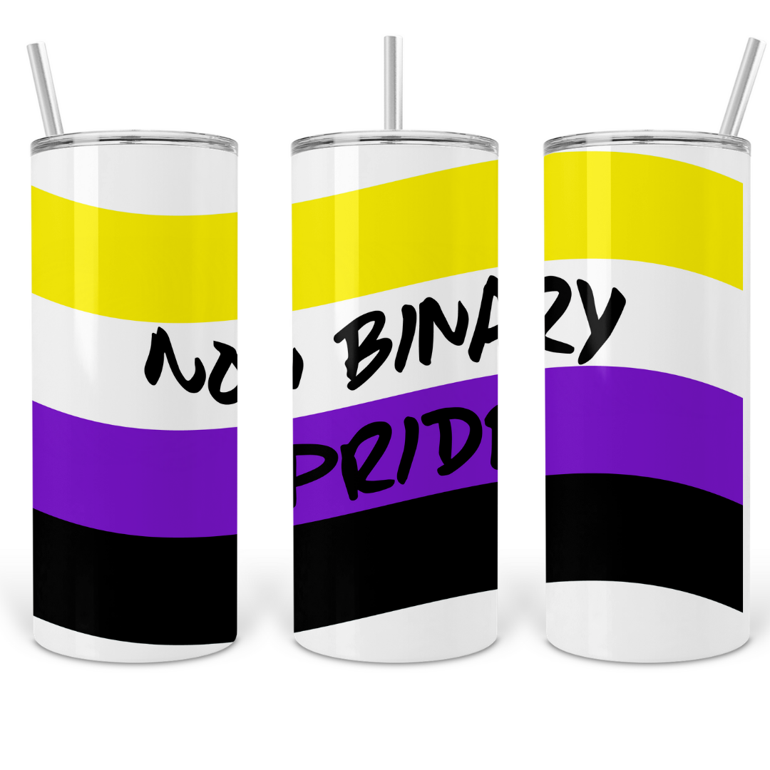Non-Binary Pride 20oz Skinny Tumbler with Straw