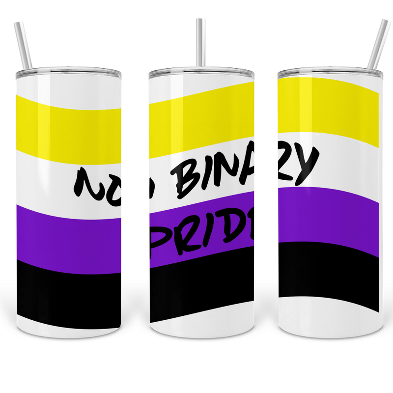 Non-Binary Pride 20oz Skinny Tumbler with Straw