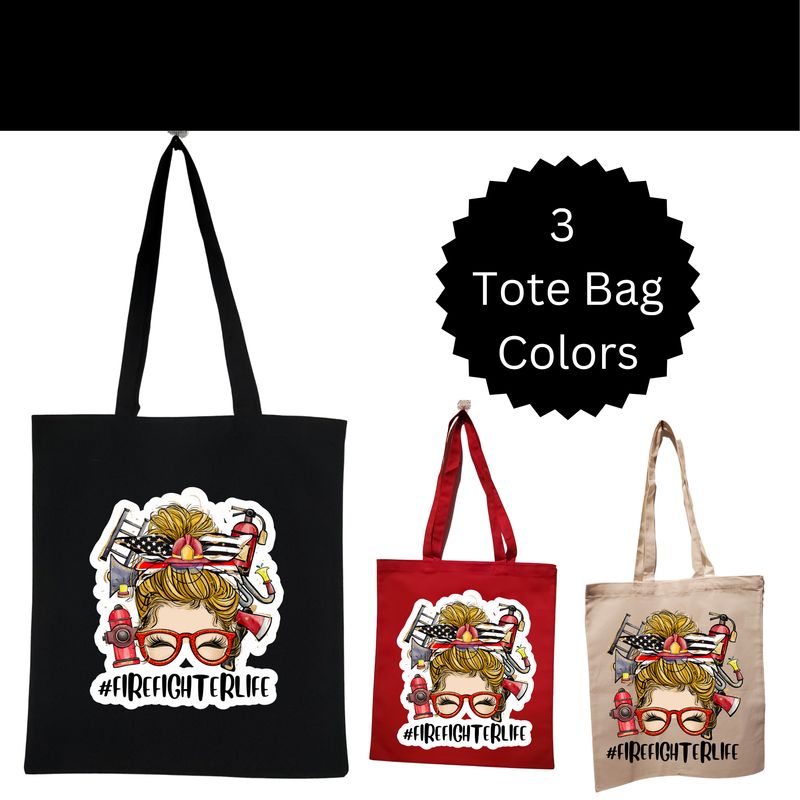 ​#FirefighterLife Personalized Tote – Blonde Hair