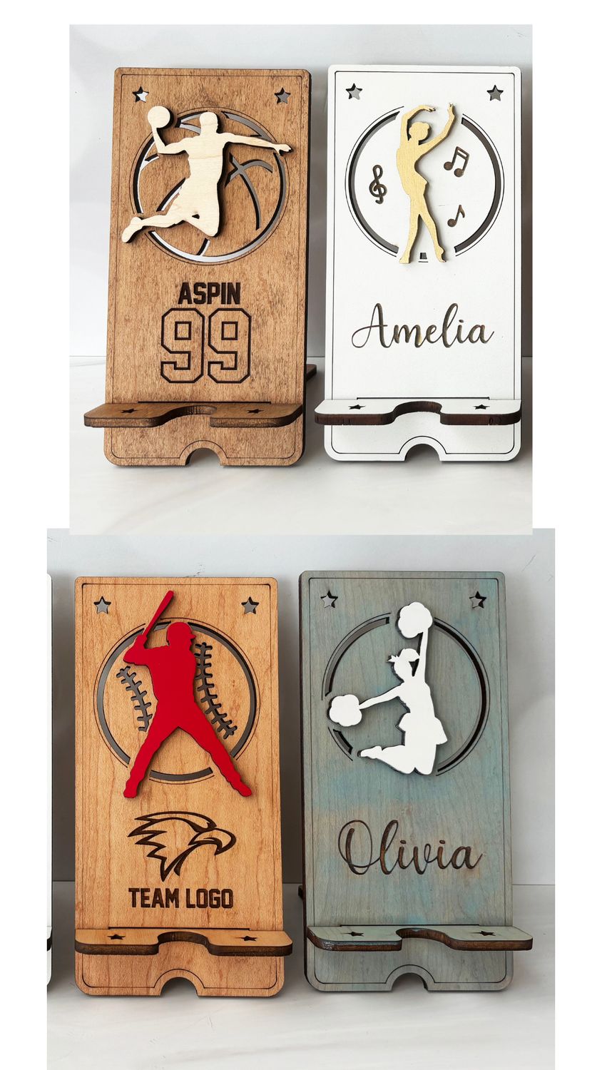 Custom Wooden Cell Phone Stand –Pickleball Edition