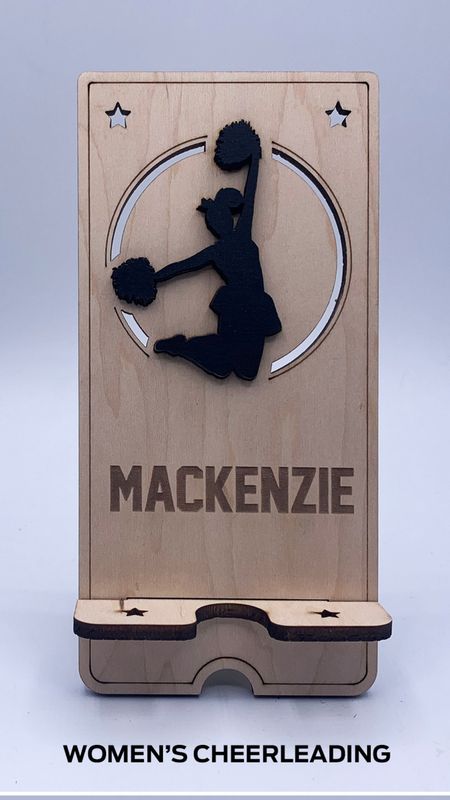 Custom Wooden Cell Phone Stand – Cheerleading Edition