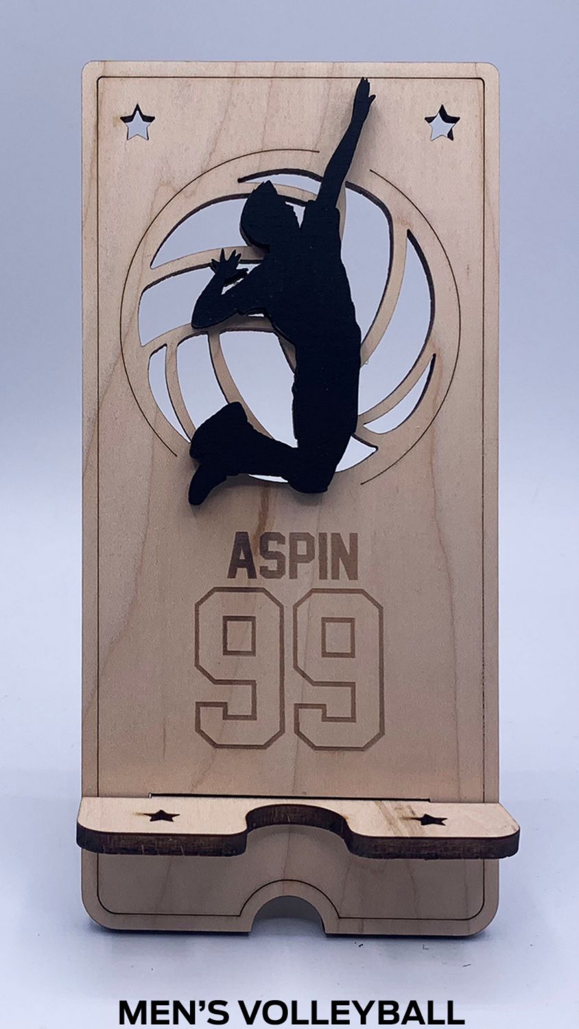Custom Wooden Cell Phone Stand – Volleyball  Edition