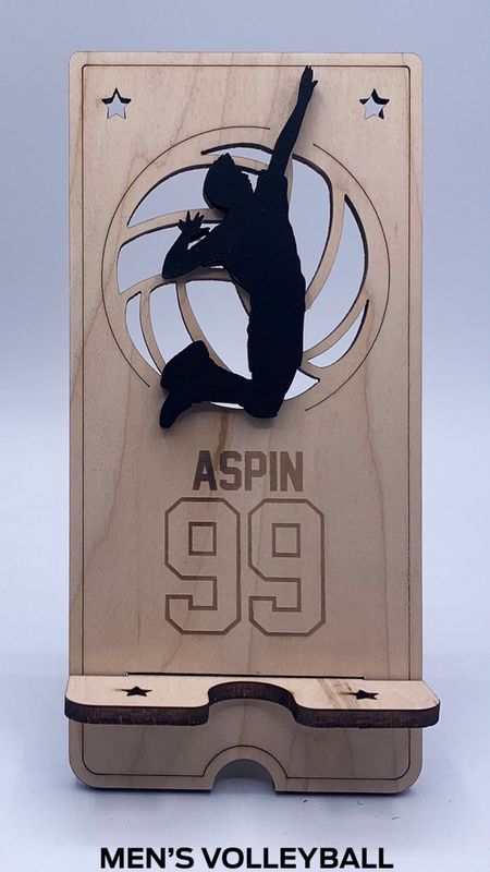 Custom Wooden Cell Phone Stand – Volleyball  Edition