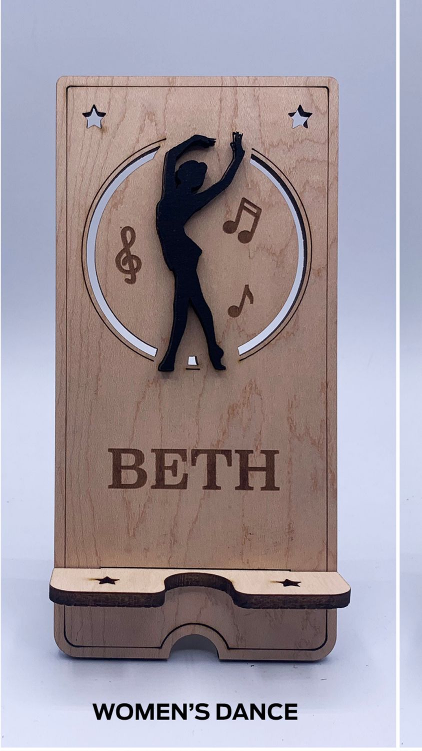 Custom Wooden Cell Phone Stand – Dance  Edition