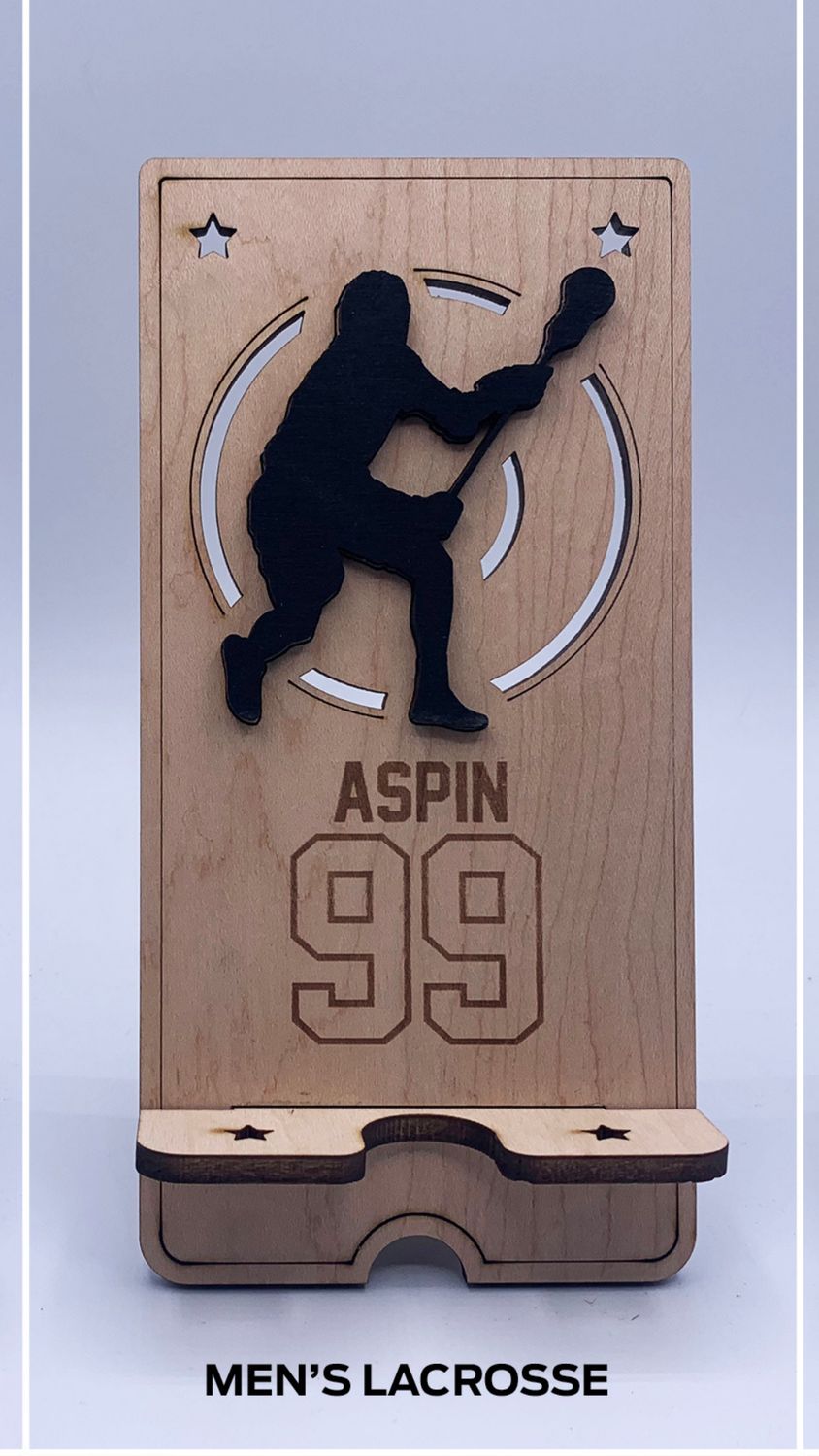 Custom Wooden Cell Phone Stand –LacrosseEdition