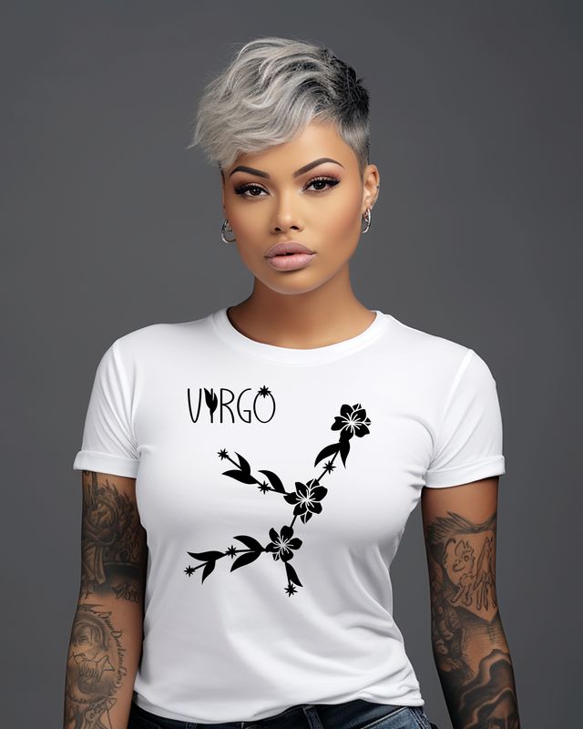 Virgo Zodiac Constellation Floral T-Shirt