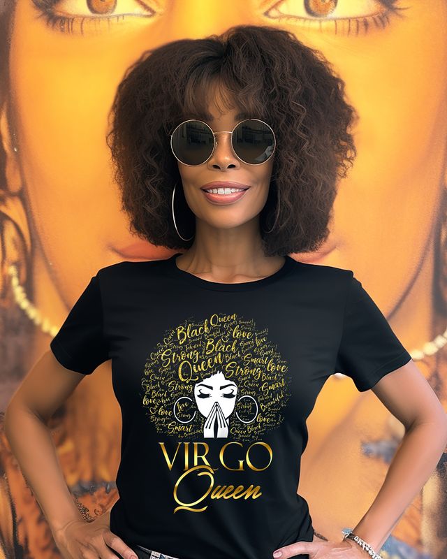 Virgo Queen Afro Word Art T-Shirt