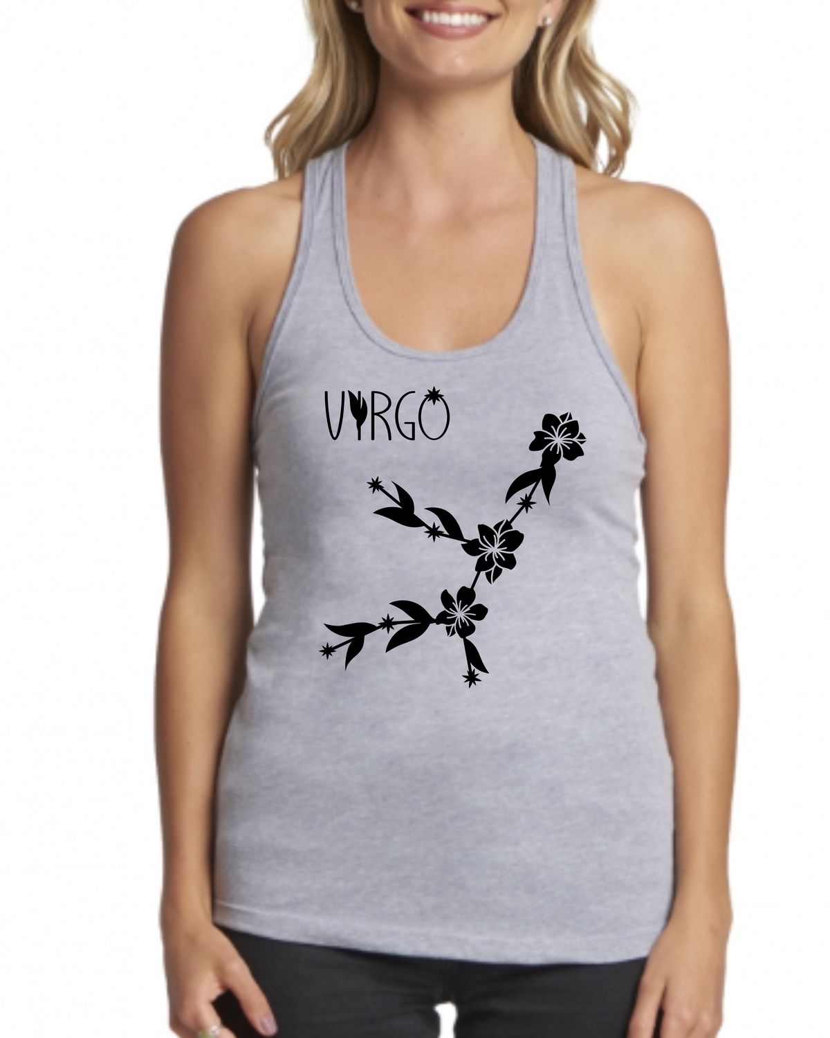 Virgo Constellation Floral Racerback Tank Top