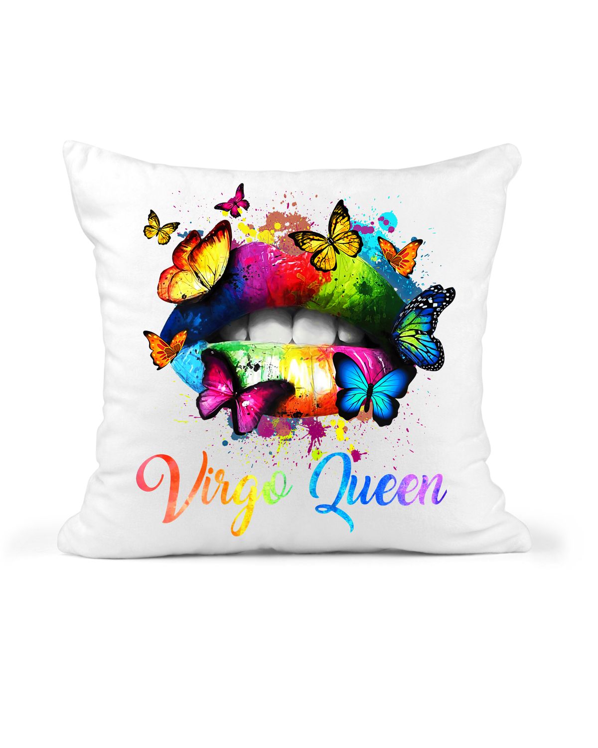 Virgo Queen Rainbow Butterfly Pillow
