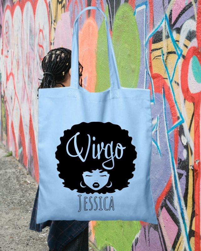 Personalized Virgo Afro Tote Bag