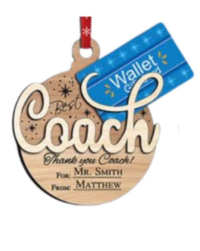 Personalized Coach Gift Card Holder Ornament
