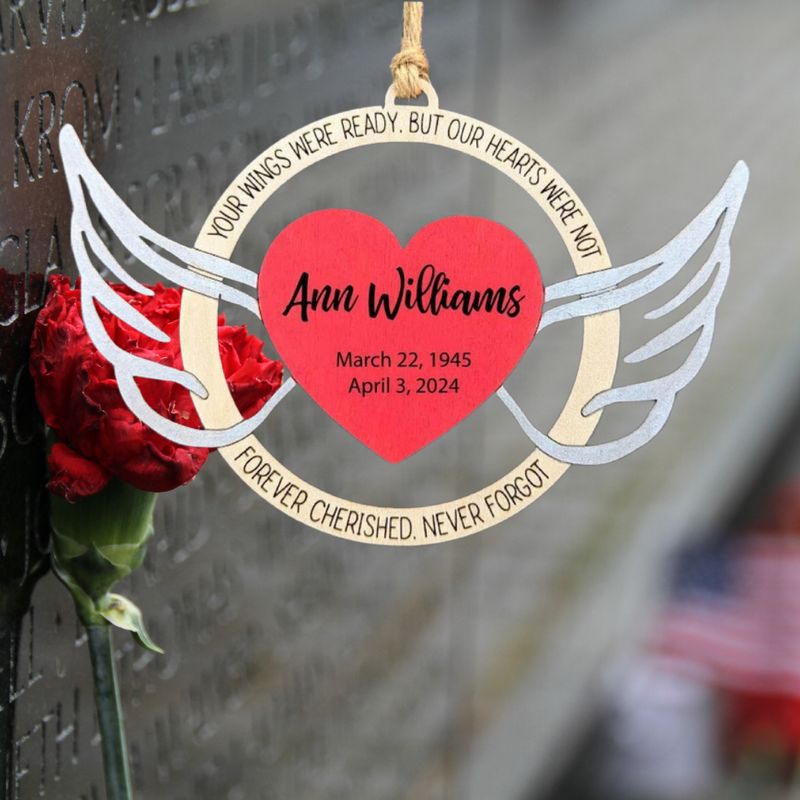 Heart and Wings Memorial Ornament or Car Charm