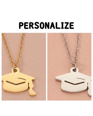 Engravable Graduation Cap Necklace – Silver or Gold Finish