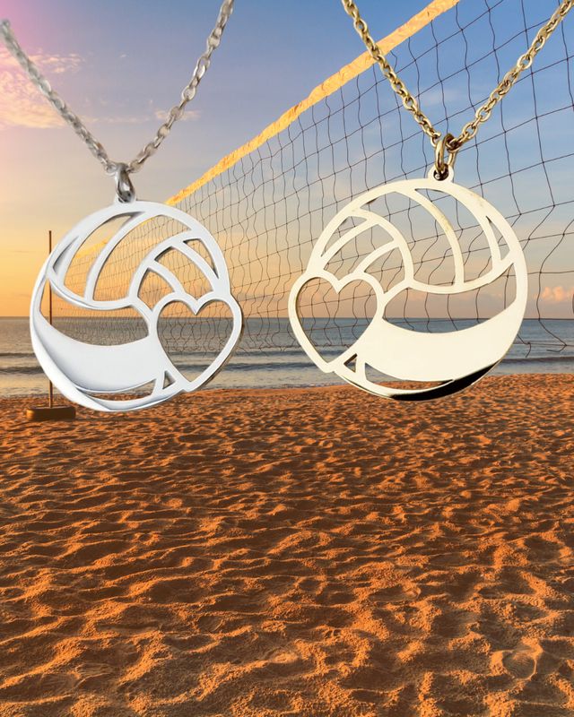 Volleyball Pendant Necklace – Silver or Gold Finish