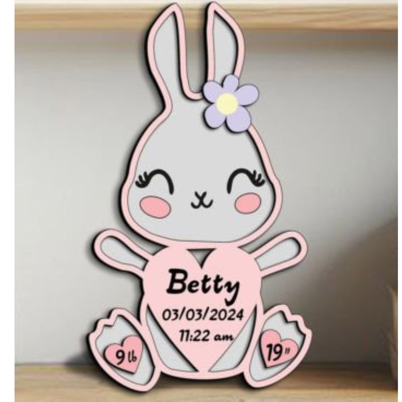 Personalized Bunny Baby Birth Stats Sign