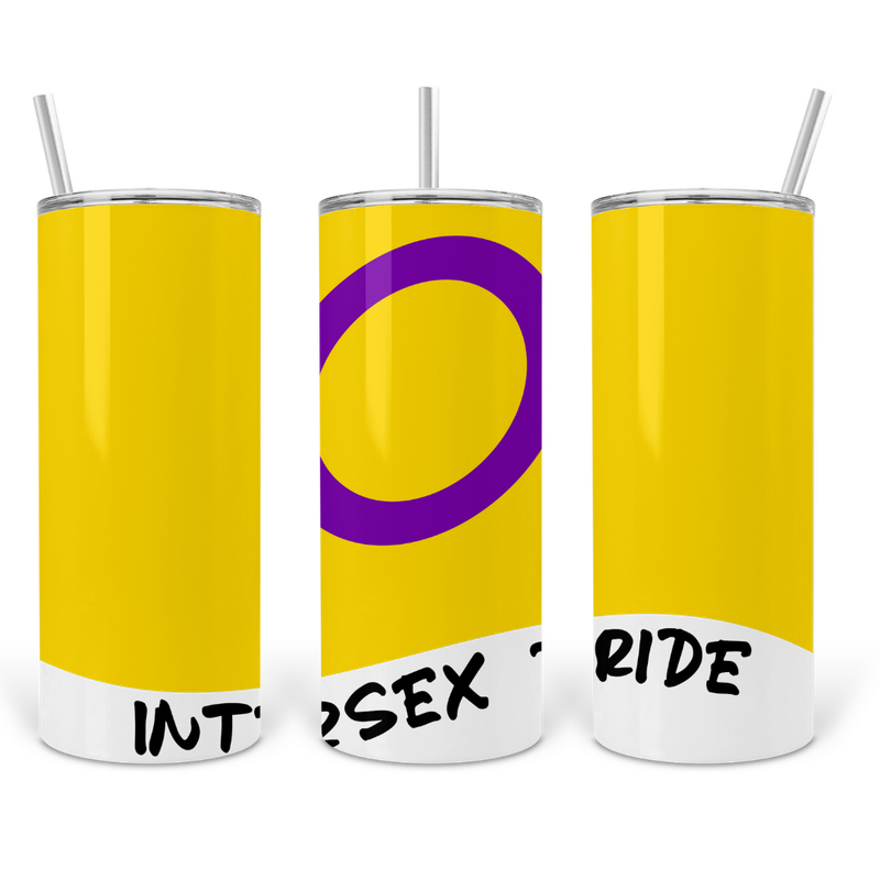 Intersex Pride 20oz Skinny Tumbler with Straw