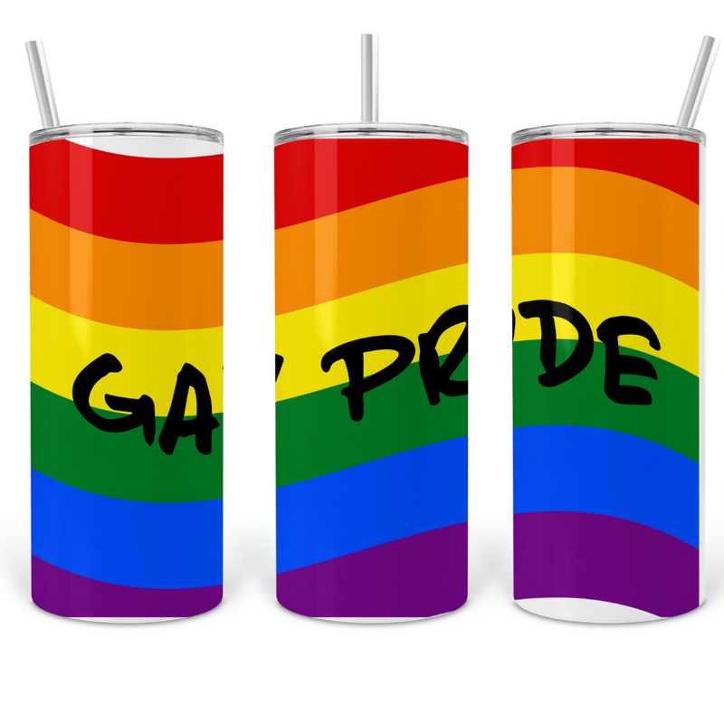 Rainbow/Gay Pride 20oz Skinny Tumbler with Straw