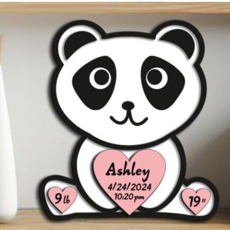 Personalized Panda Baby Birth Stats Sign