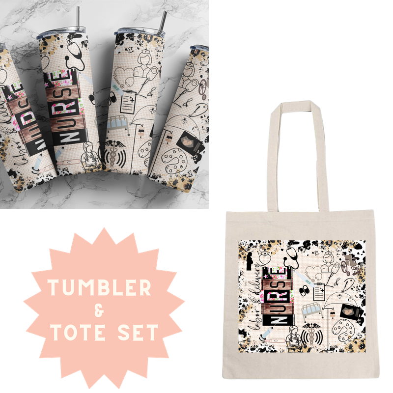 Labor and Delivery Nurse Tumbler &amp; Tote Set