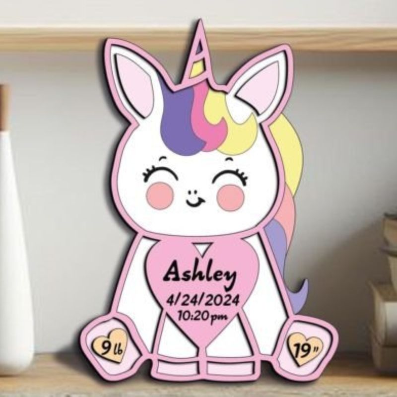 Personalized Unicorn Baby Birth Stats Sign