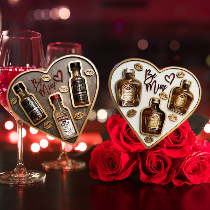 Valentine's Day Mini Liquor Bottle Holder – Customizable Heart-Shaped Box
