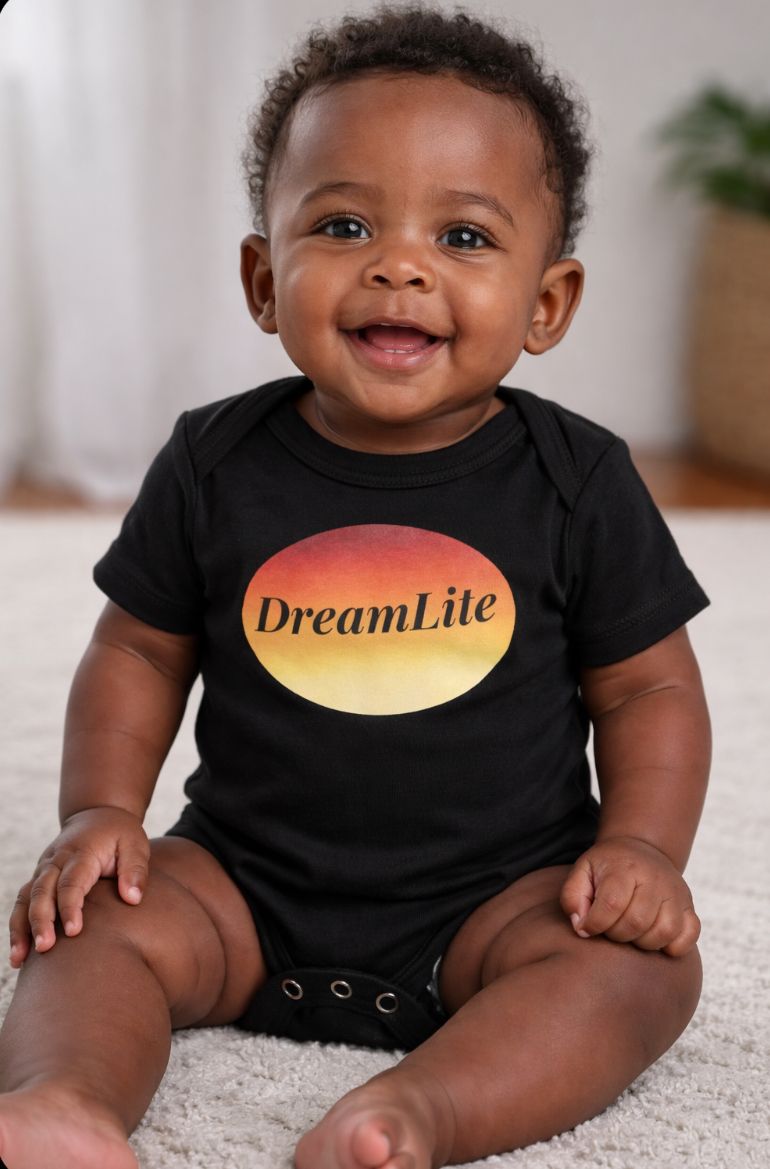 Baby DreamLite Logo Onesie/ Black or White