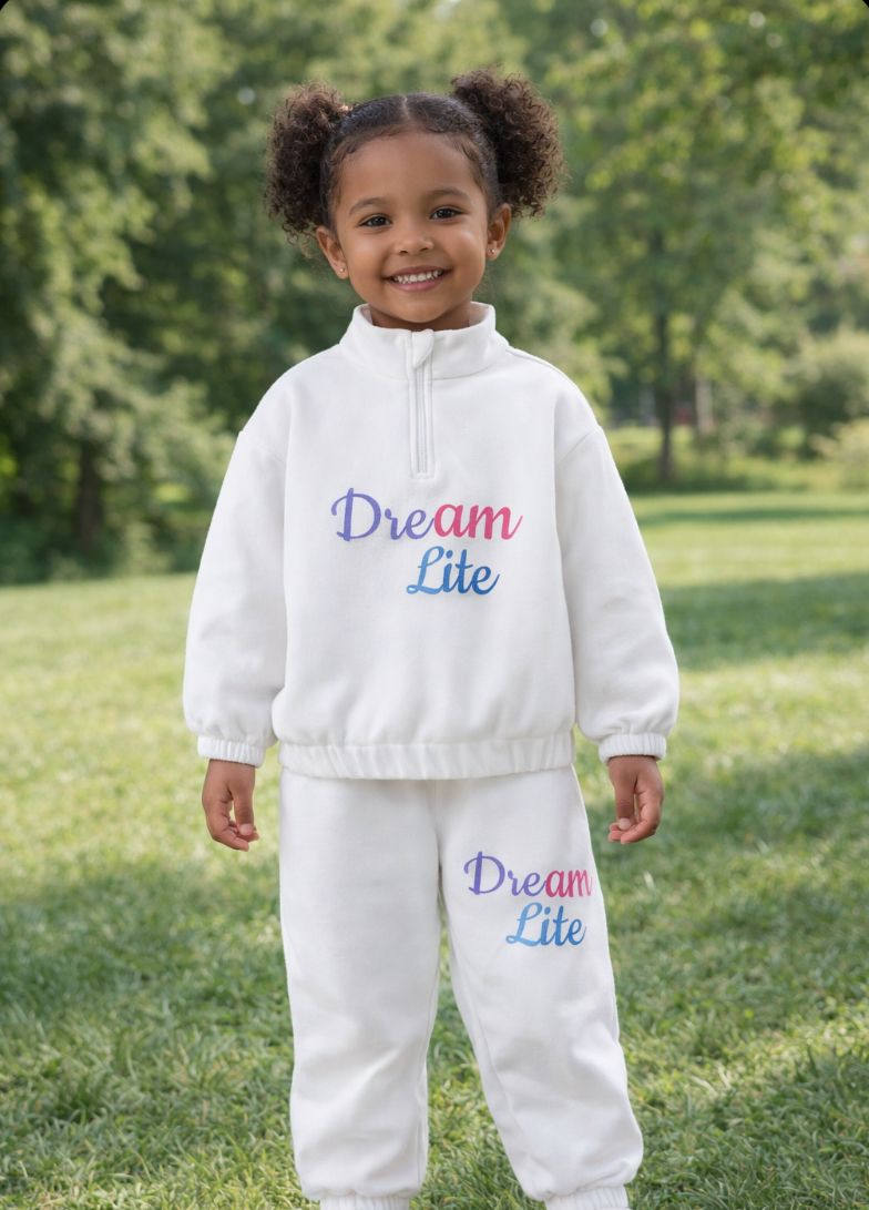 Girls DreamLite Kids SweatSuit/White(2Pcs)