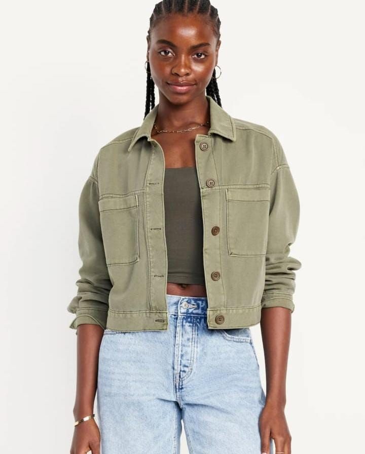 Chaqueta Crop Verde Olivo