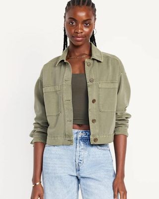 Chaqueta Crop Verde Olivo
