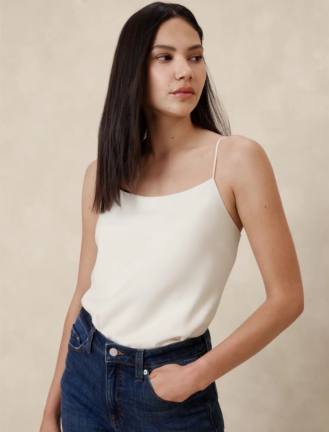 Camisola de Tirantes de Satin- Off White
