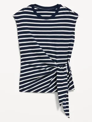 Camiseta EveryWear con lazo lateral Rayas Azul Marino Blanco