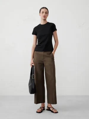 Camiseta ajustada de algodón premium-Negra