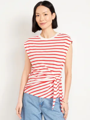 Camiseta EveryWear con lazo lateral Rayas Rojo y Blanco